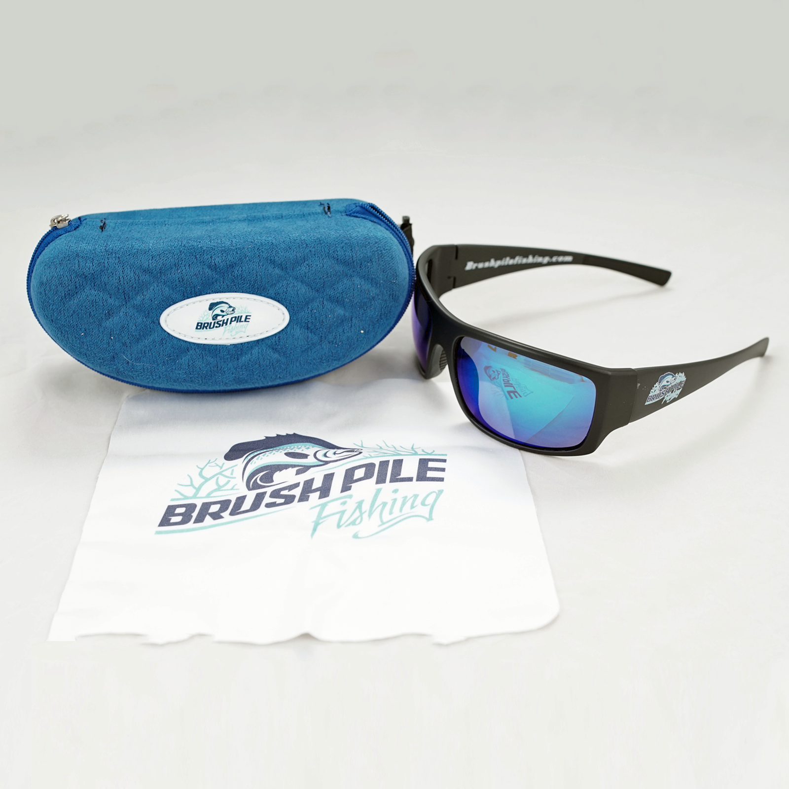 Sunglasses and Case with BrushPile Fishing Logo • BrushPile Fishing